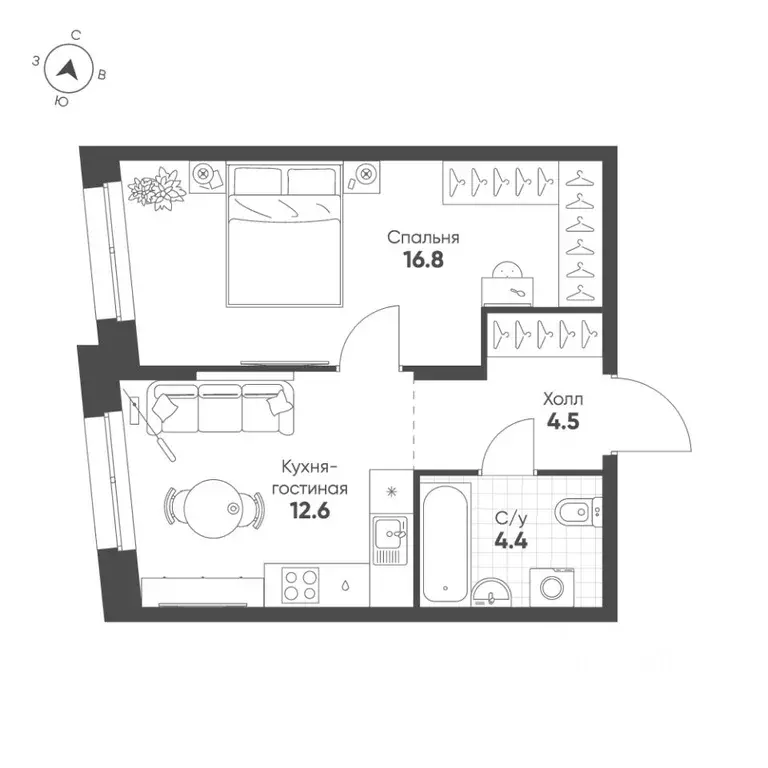 1-к кв. Свердловская область, Екатеринбург Солнечный жилрайон,  (38.3 ... - Фото 1