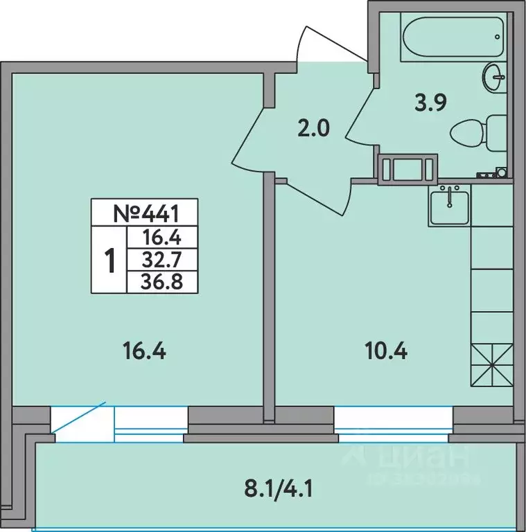 1-к кв. Ленинградская область, Всеволожский район, д. Новое Девяткино ... - Фото 1