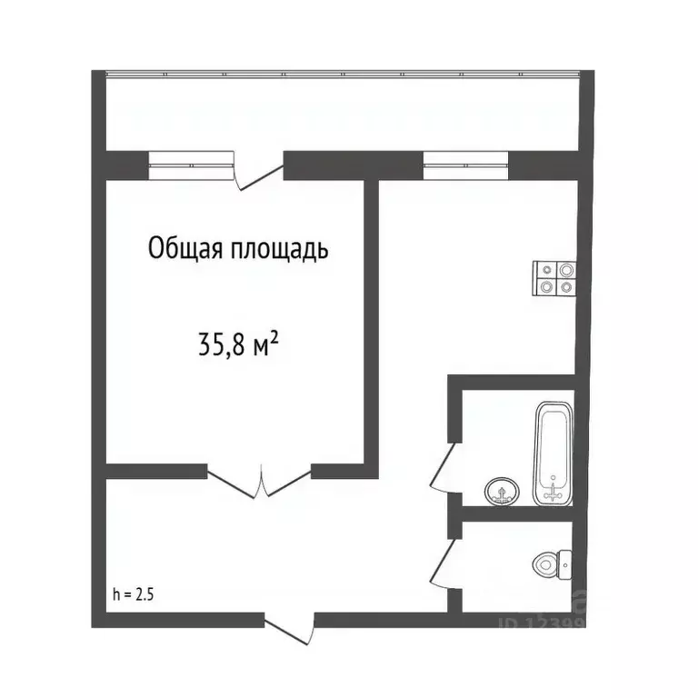 1-к кв. Томская область, Томск тракт Иркутский, 183/2 (35.8 м) - Фото 1