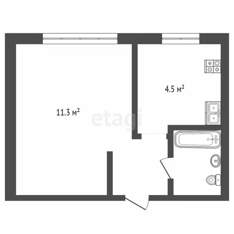 1-комнатная квартира: Тюмень, улица Мельникайте, 80 (20.1 м) - Фото 1