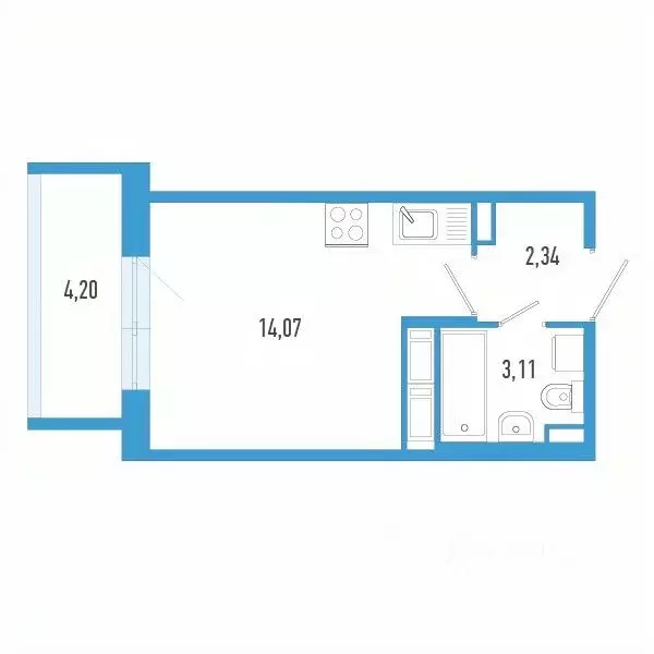 Студия Санкт-Петербург пос. Шушары,  (20.78 м) - Фото 0