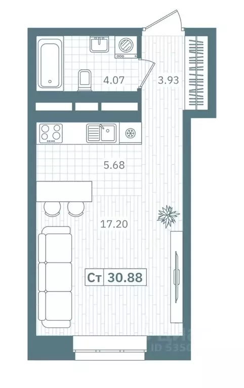 Студия Ханты-Мансийский АО, Нефтеюганск 9А мкр, Прибрежный Парк жилой ... - Фото 1