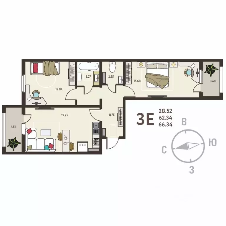 2-к кв. Воронежская область, с. Новая Усмань, Ольха мкр  (66.34 м) - Фото 1