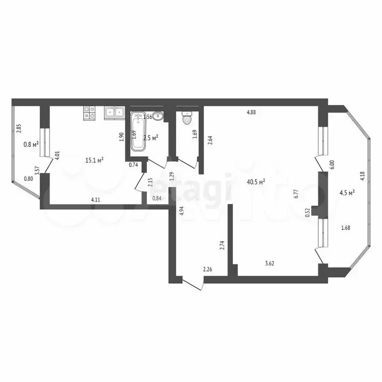 2-к. квартира, 60 м, 6/10 эт. - Фото 0