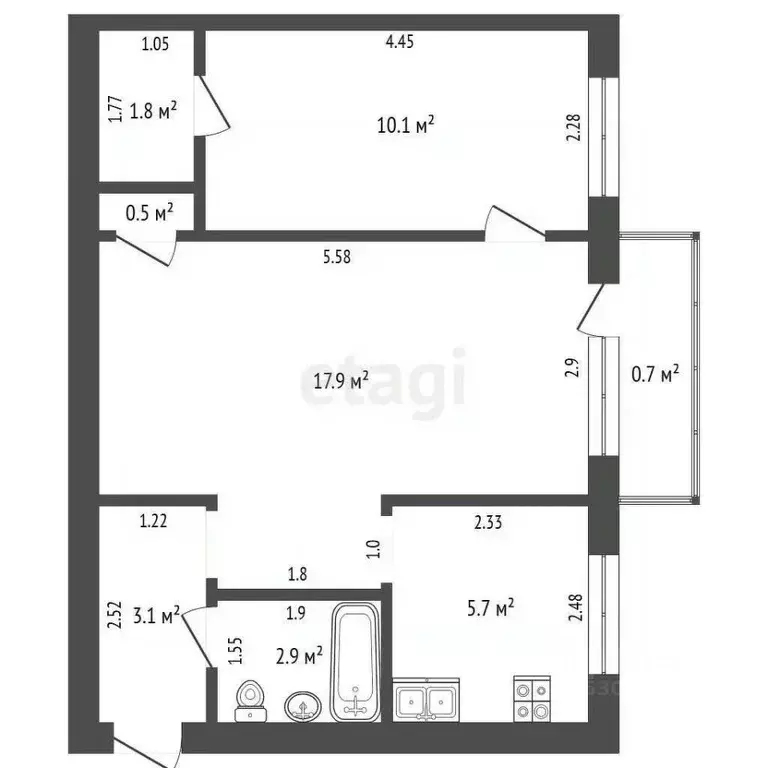 2-к кв. Забайкальский край, Чита Магистральный пер., 8 (45.0 м) - Фото 2
