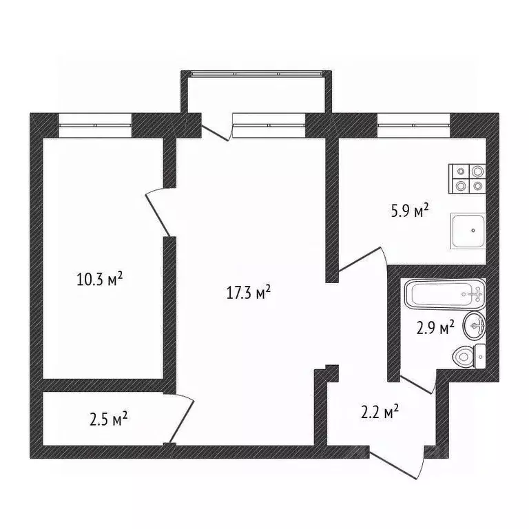2-к кв. Нижегородская область, Нижний Новгород просп. Ленина, 3 (40.3 ... - Фото 2