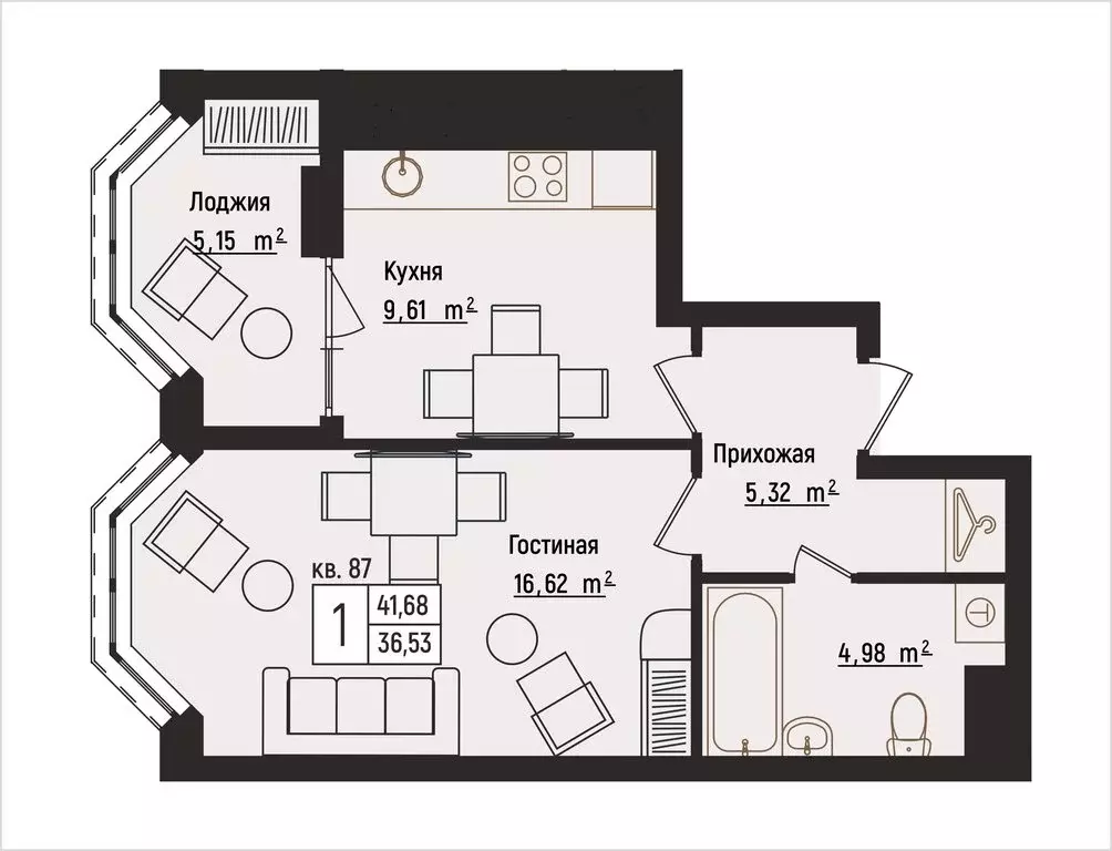 1-комнатная квартира: Нижний Новгород, Литературная улица, 5 (41.68 м) - Фото 1