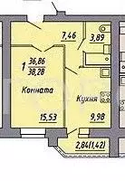 1-к. квартира, 37 м, 5/9 эт. - Фото 0
