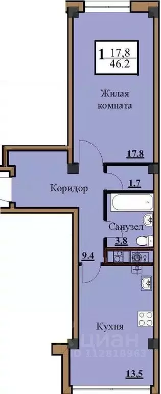 1-к кв. Ставропольский край, Ессентуки Звездная ул. (46.2 м) - Фото 0