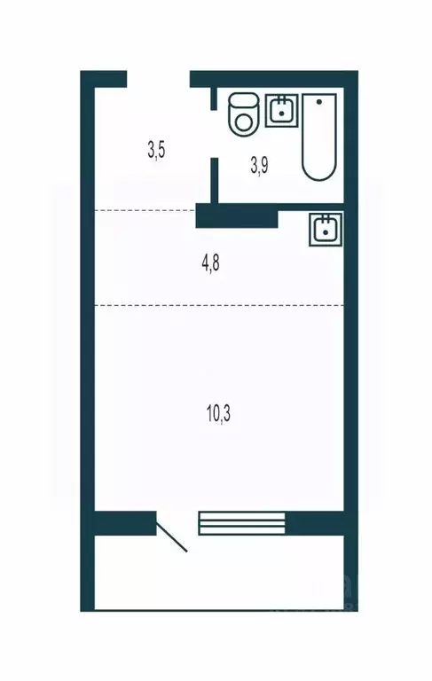Студия Новосибирская область, Новосибирск Бронная ул., 22 (23.0 м) - Фото 2