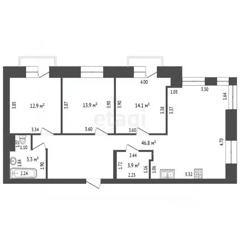 4-к кв. Архангельская область, Новодвинск ул. 3-й Пятилетки, 3 (96.9 ... - Фото 0