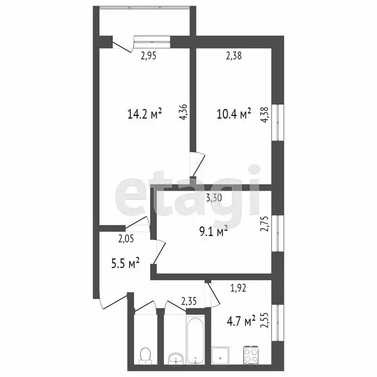 3-комнатная квартира: Ишим, улица 8 Марта, 20 (59.8 м) - Фото 0