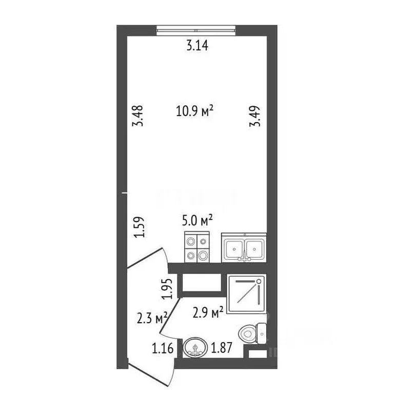 Студия Санкт-Петербург дор. Муринская, 27к2 (22.0 м) - Фото 0