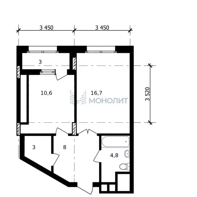1-к кв. Нижегородская область, Нижний Новгород ул. Владимира ... - Фото 1