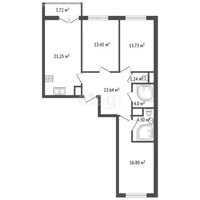 3-комнатная квартира: Санкт-Петербург, бульвар Головнина, 3к1 (88 м) - Фото 1