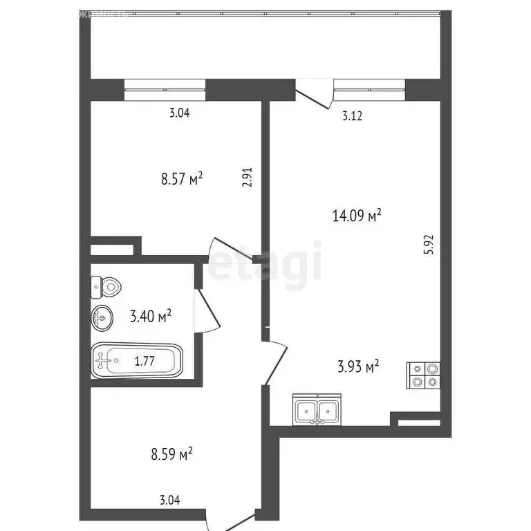 1-комнатная квартира: Кемерово, улица 1-я Линия, 18Б (43 м) - Фото 1