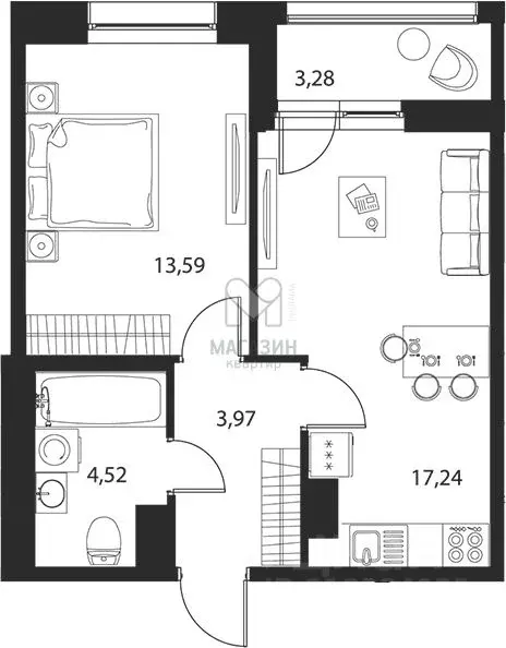1-к кв. Санкт-Петербург ул. Среднерогатская, 11к2 (40.96 м) - Фото 0