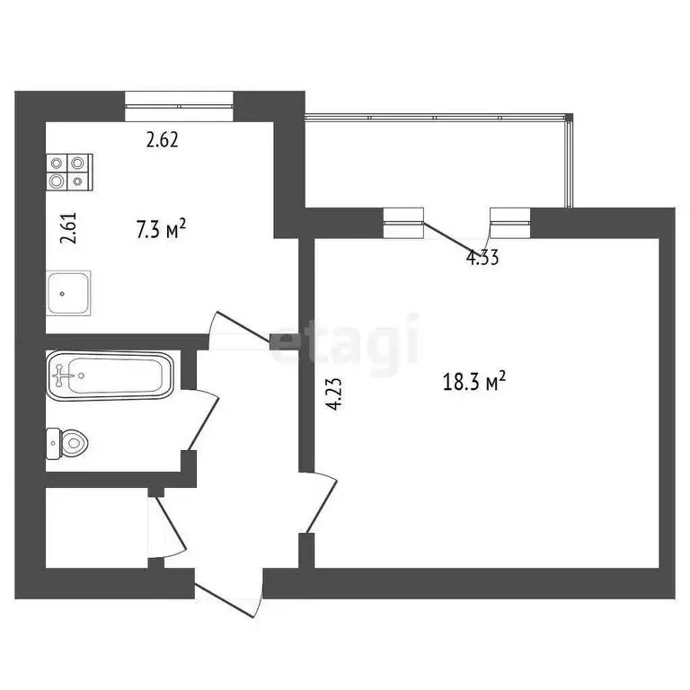 1-комнатная квартира: Челябинск, улица Аносова, 7 (36.4 м) - Фото 0