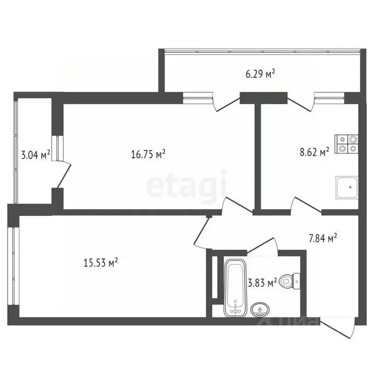 2-к кв. Севастополь ул. Военных Строителей, 12к11 (61.9 м) - Фото 1