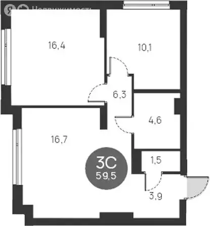 2-комнатная квартира: Новосибирск, улица Ясный Берег, 35 (60 м) - Фото 0
