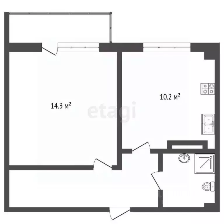 1-к кв. Ханты-Мансийский АО, Ханты-Мансийск Самаровская ул., 1 (40.5 ... - Фото 1