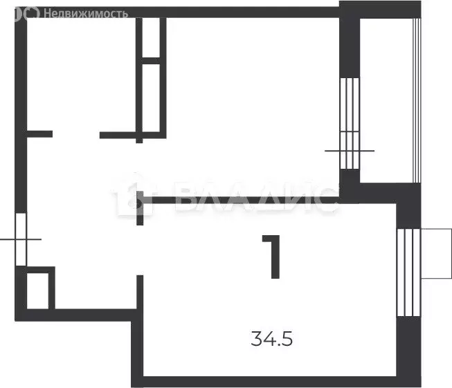 1-комнатная квартира: Троицк, улица Академика Дыхне, 8 (34.5 м) - Фото 1