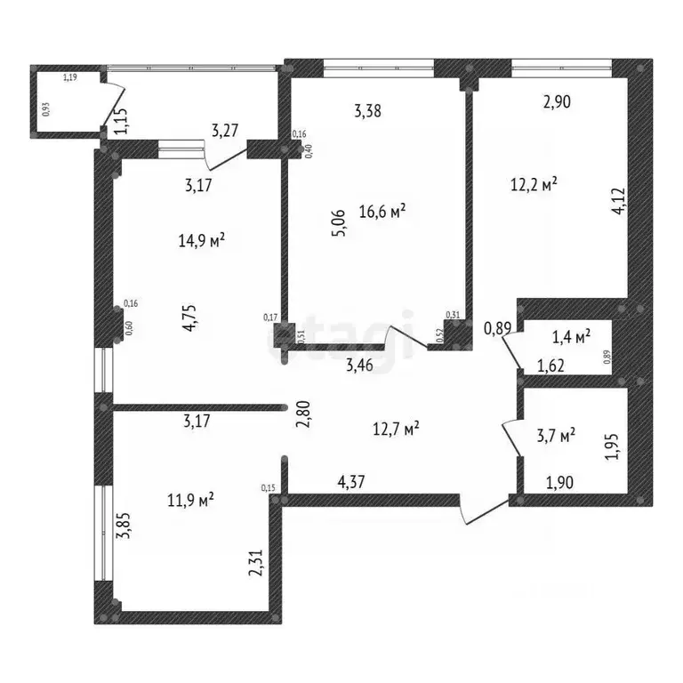 2-к кв. Башкортостан, Уфа Российская ул., 20 (75.5 м) - Фото 1