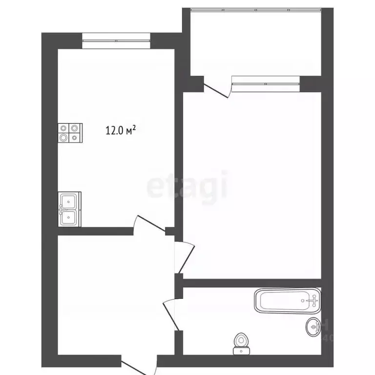 1-к кв. Тюменская область, Тюмень ул. Газовиков, 49к1 (43.0 м) - Фото 1