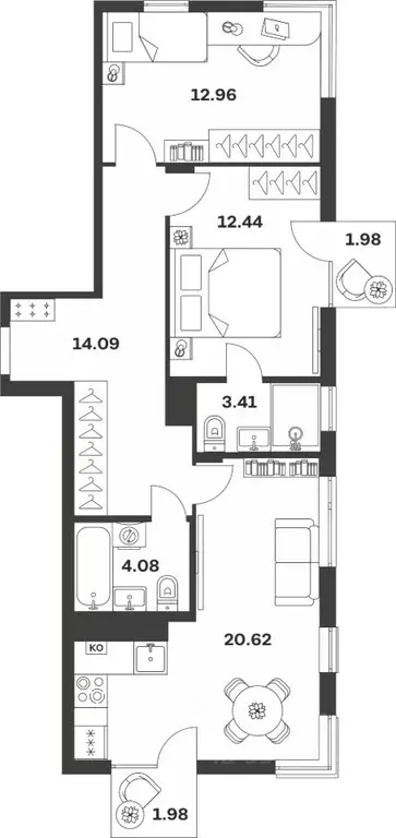 2-к кв. Тульская область, Тула ул. Богородицкая, 8В (71.56 м) - Фото 0
