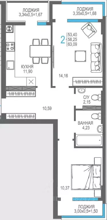 2-к кв. Крым, Алушта На Фонтанке жилой комплекс (58.25 м) - Фото 0