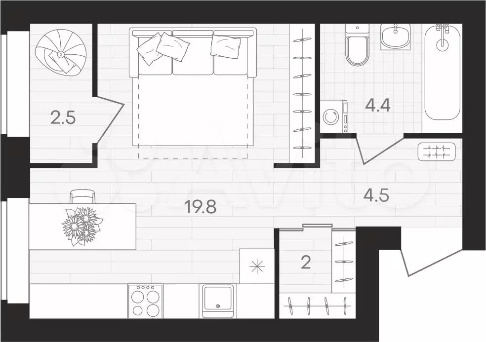 Квартира-студия, 33,2 м, 7/10 эт. - Фото 0