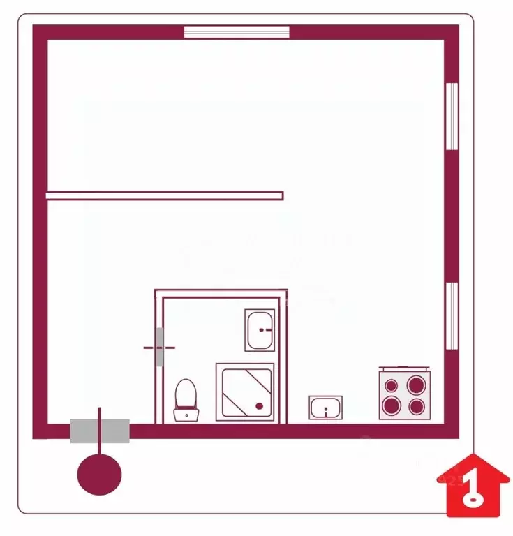 1-к кв. Омская область, Омск ул. Гуртьева, 17 (30.8 м) - Фото 2