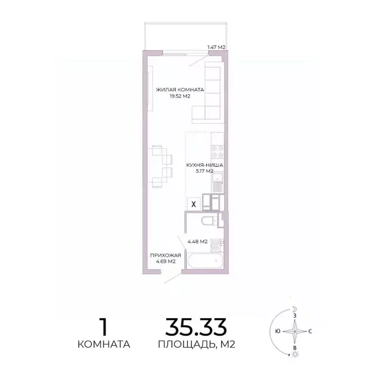 1-к кв. Пензенская область, Пенза Побочинская ул., с18 (35.33 м) - Фото 1