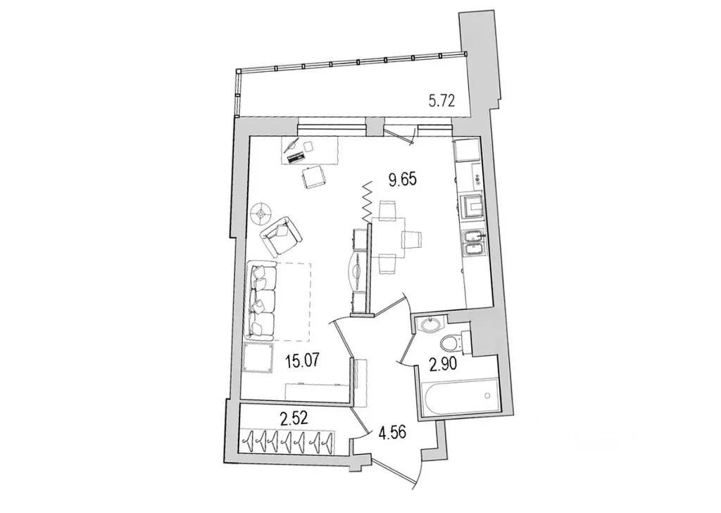 1-к кв. Санкт-Петербург ул. Кустодиева, 5к1 (40.3 м) - Фото 2