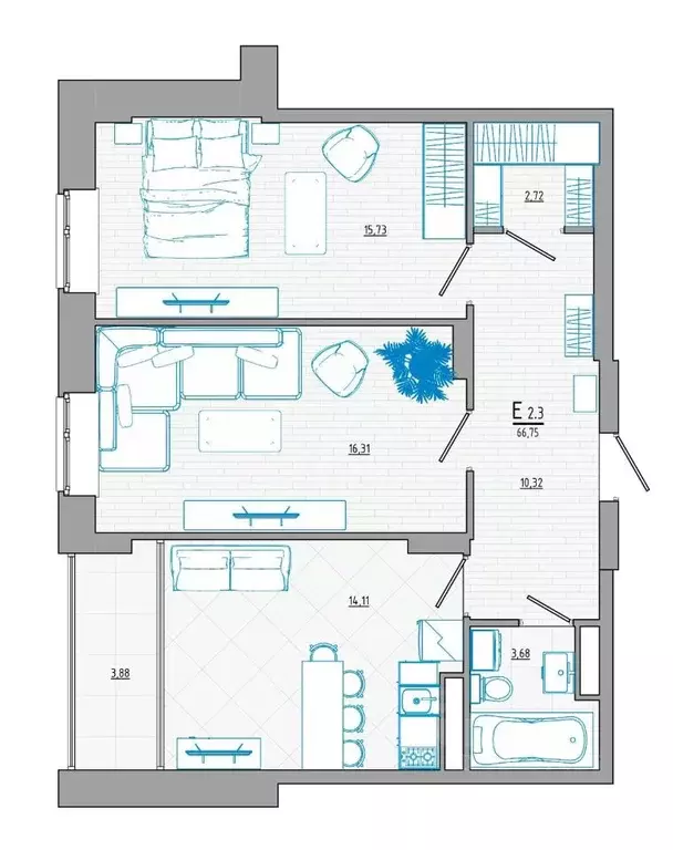 3-к кв. Курская область, Курск ул. Росинка, 8 (68.34 м) - Фото 0