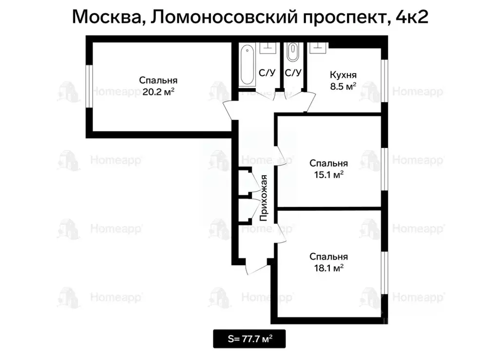 3-к кв. Москва Ломоносовский просп., 4К2 (77.7 м) - Фото 2