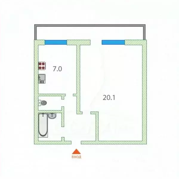 1-к кв. Тюменская область, Тюмень Холодильная ул., 11 (33.2 м) - Фото 2