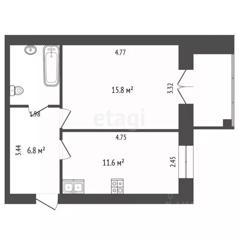 1-к кв. Омская область, Омск ул. Арнольда Нейбута, 14 (38.6 м) - Фото 1