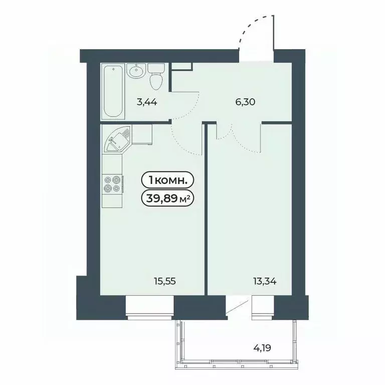 1-к кв. Красноярский край, Красноярск ул. Светлова, 25/1 (39.89 м) - Фото 1