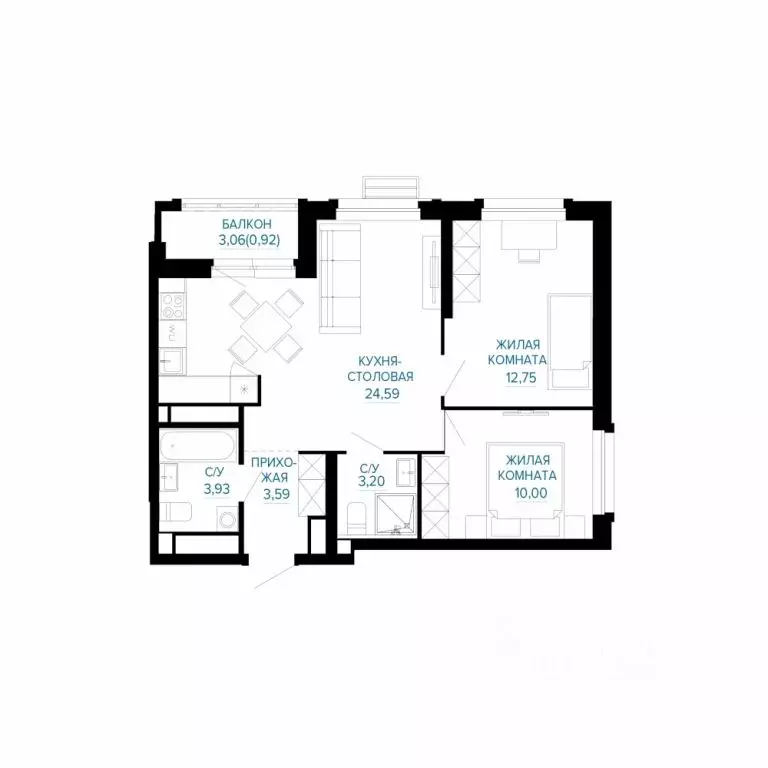 2-к кв. Свердловская область, Екатеринбург Эльмаш жилрайон, Доминанта ... - Фото 1