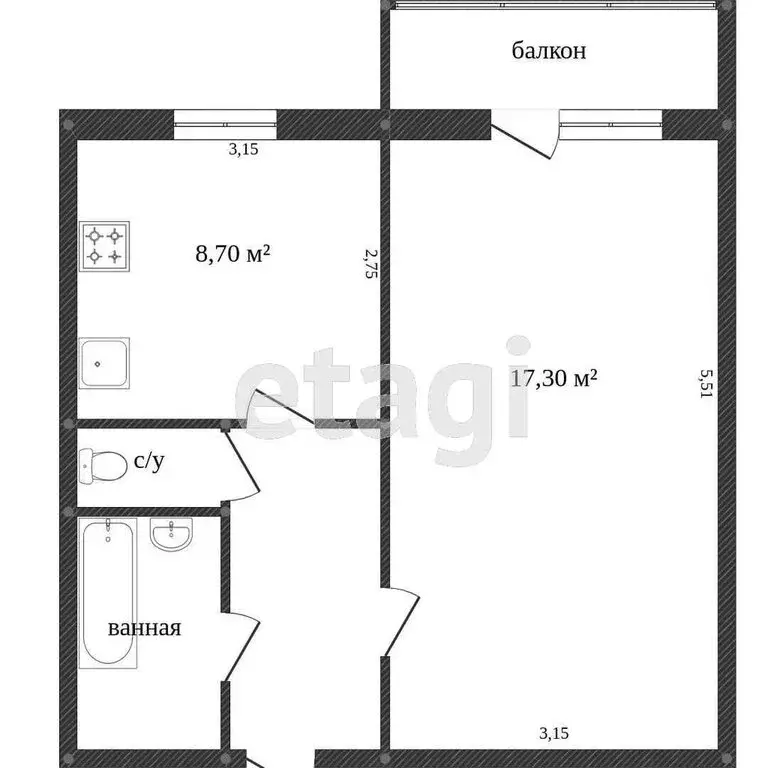 1-комнатная квартира: село Стрелецкое, Сказочная улица, 35 (35 м) - Фото 0