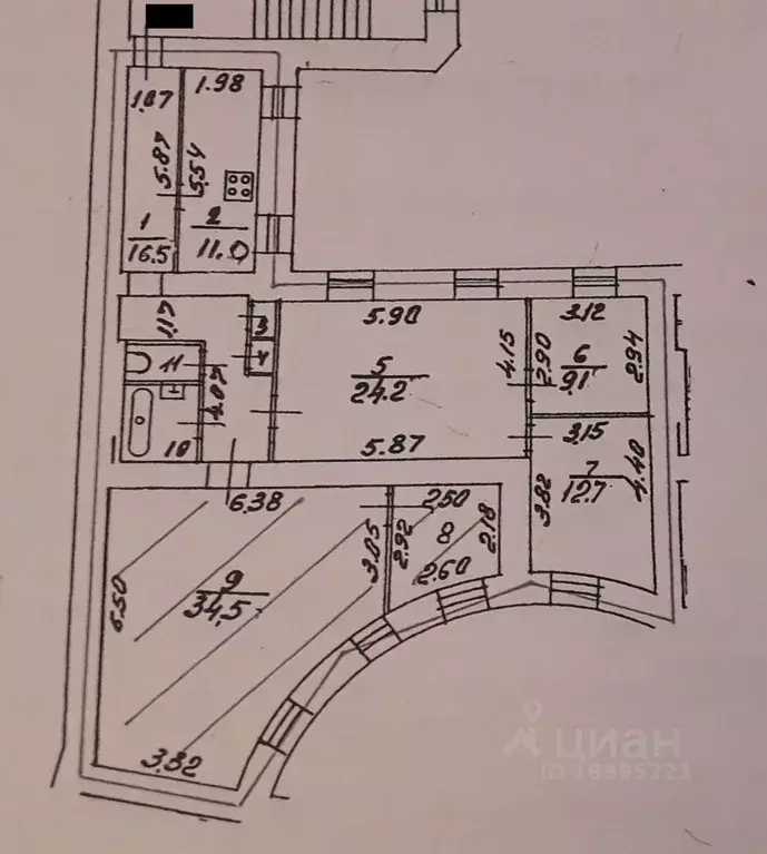 Комната Санкт-Петербург наб. Реки Фонтанки, 94 (41.0 м) - Фото 1