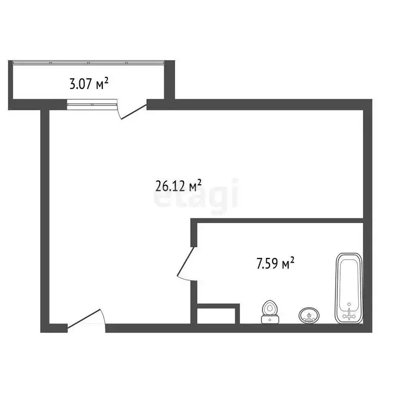 Квартира-студия: Кудрово, Областная улица, 1 (34.9 м) - Фото 1
