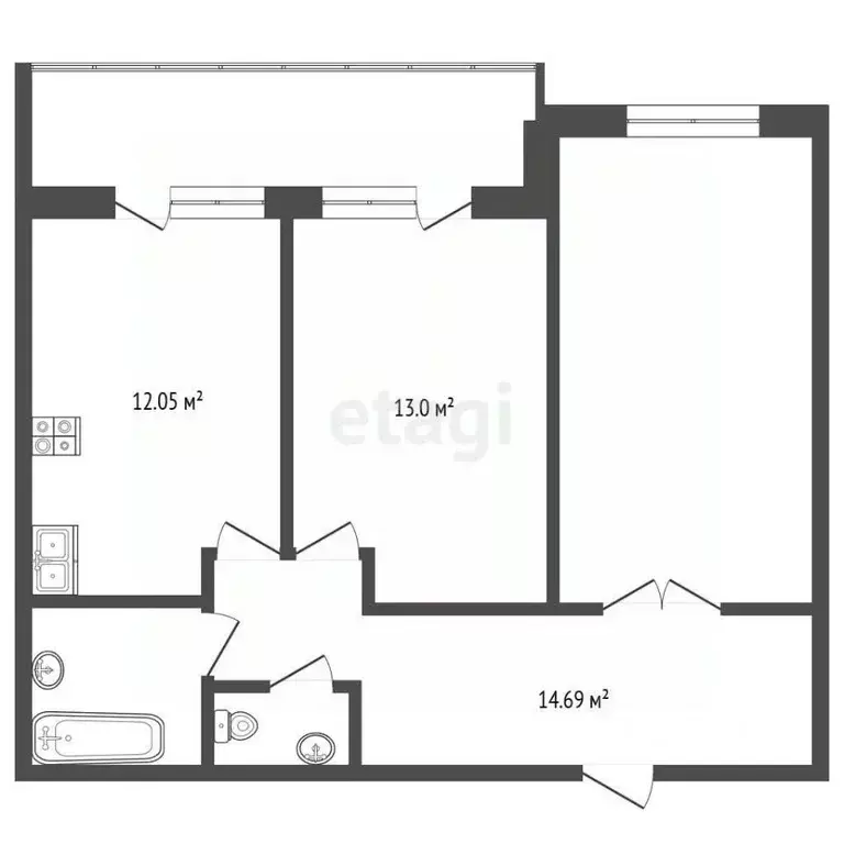 2-к кв. Смоленская область, Починок Советская ул., 44 (58.9 м) - Фото 2