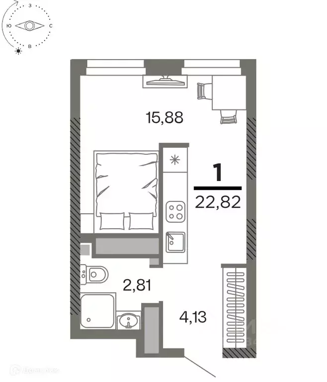 1-к кв. Рязанская область, Рязань Олимпийский городок мкр, 10 (22.82 ... - Фото 1