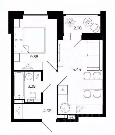 1-к кв. Липецкая область, Липецк ул. Буденного, 8В (32.8 м) - Фото 1