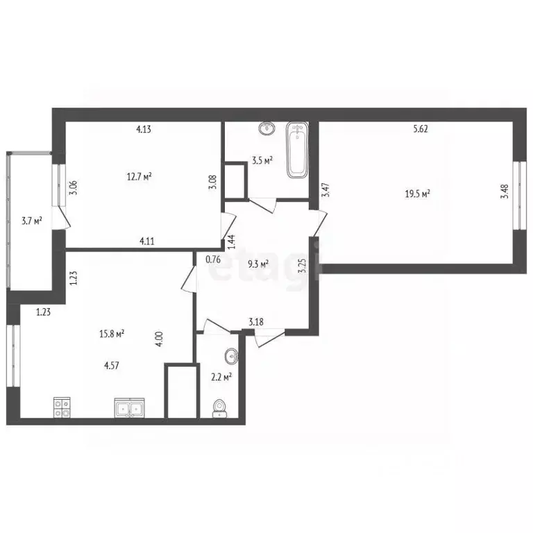 2-к кв. Санкт-Петербург ул. Русановская, 17к1 (66.7 м) - Фото 2