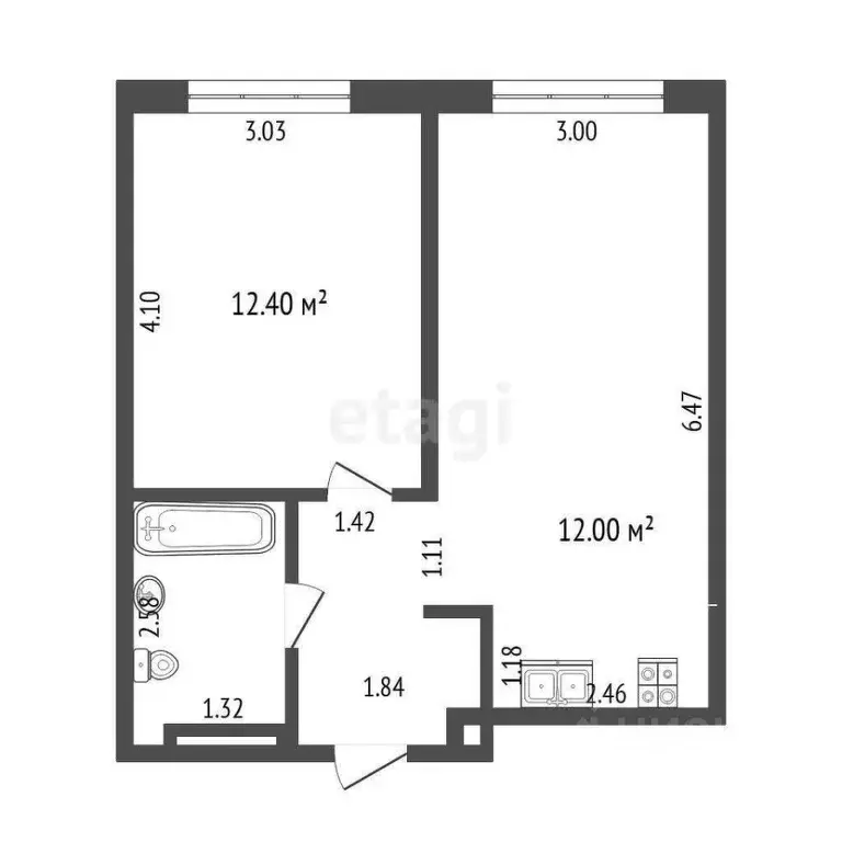 1-к кв. Тюменская область, Тюмень Харьковская ул., 72Б (39.4 м) - Фото 1