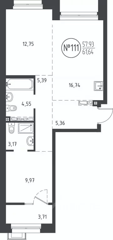 2-к кв. Иркутская область, Иркутск ул. Эдуара Дьяконова, 10 (60.95 м) - Фото 0