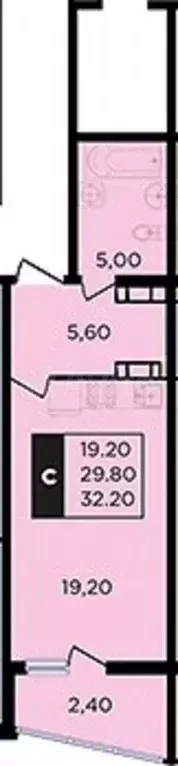 Квартира-студия, 32,2 м, 20/24 эт. - Фото 0